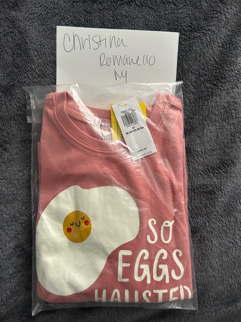 Old Navy Pink 'So Eggs-hausted' Kids Pajama Set